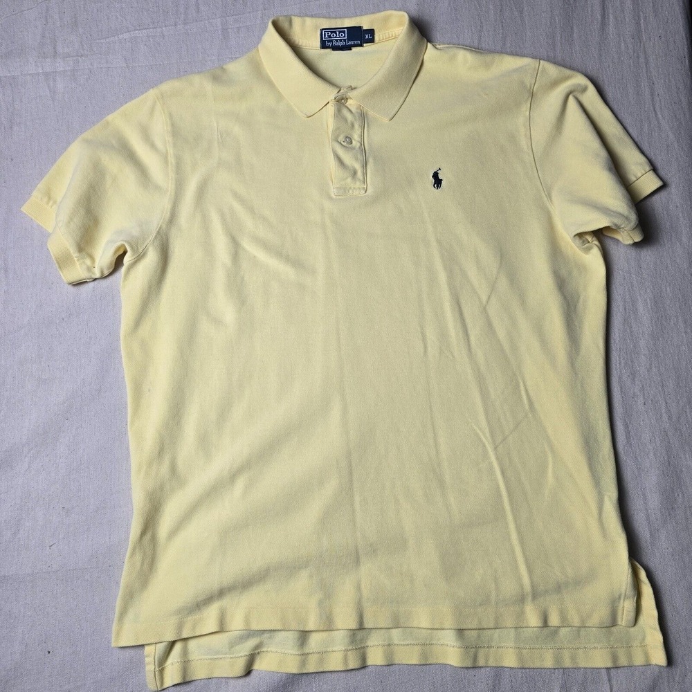 Polo by Ralph‎ Lauren Polo Shirt Men's XL Short Sleeve Yellow High Low Hem